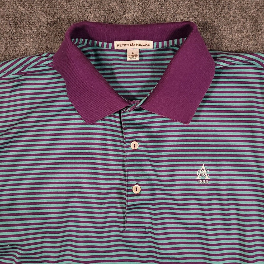 Peter Millar Polo Shirt Purple and Green Classic Design